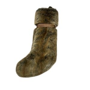 Well Dressed Home Faux Fur Christmas Stocking Brown 22" Rustic Lodgecore Holiday